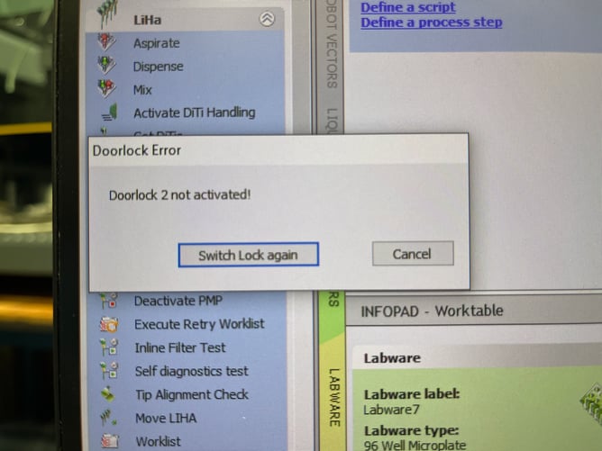 Tecan Doorlock 2 not activated error